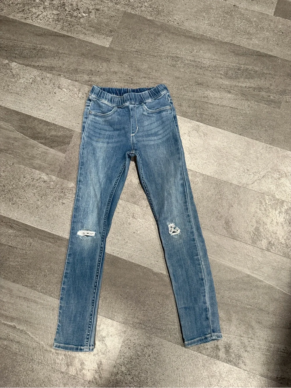 Girls H&M Blue Skinny Ripped Jeans size 7/8
